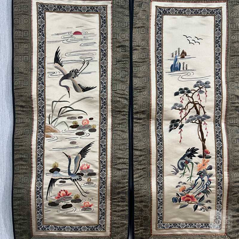 70年代 花鸟绣片一组四副 - 图2